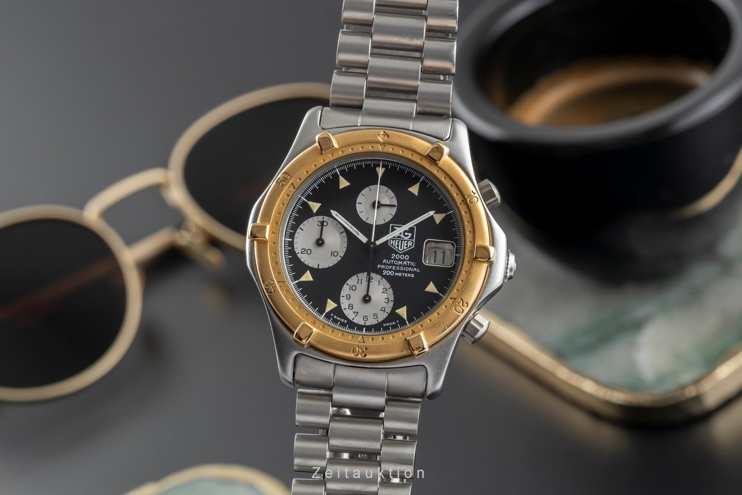 Tag Heuer 2000 cronógrafo acero / banado en oro automático reloj para caballeros 173.006 Vintage  [2400670]