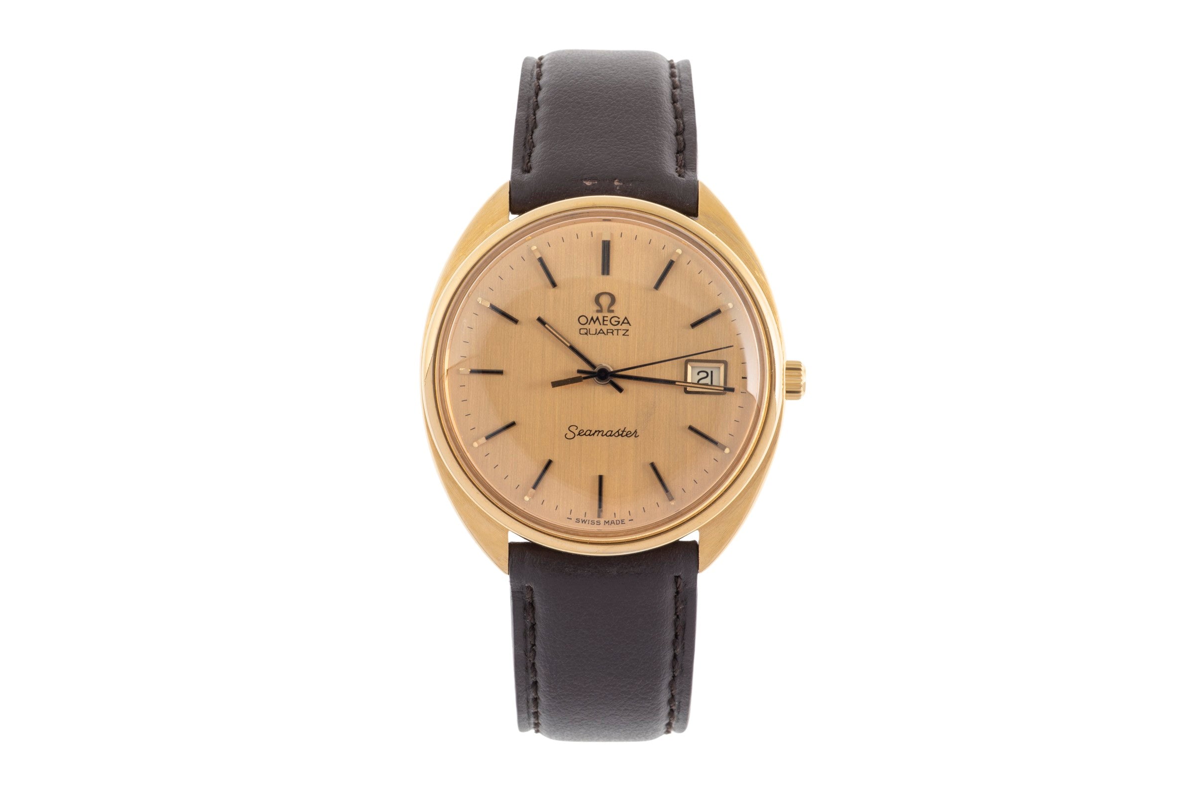 Omega Seamaster bañado en oro cuarzo reloj para caballeros 196.0078  [2500186]