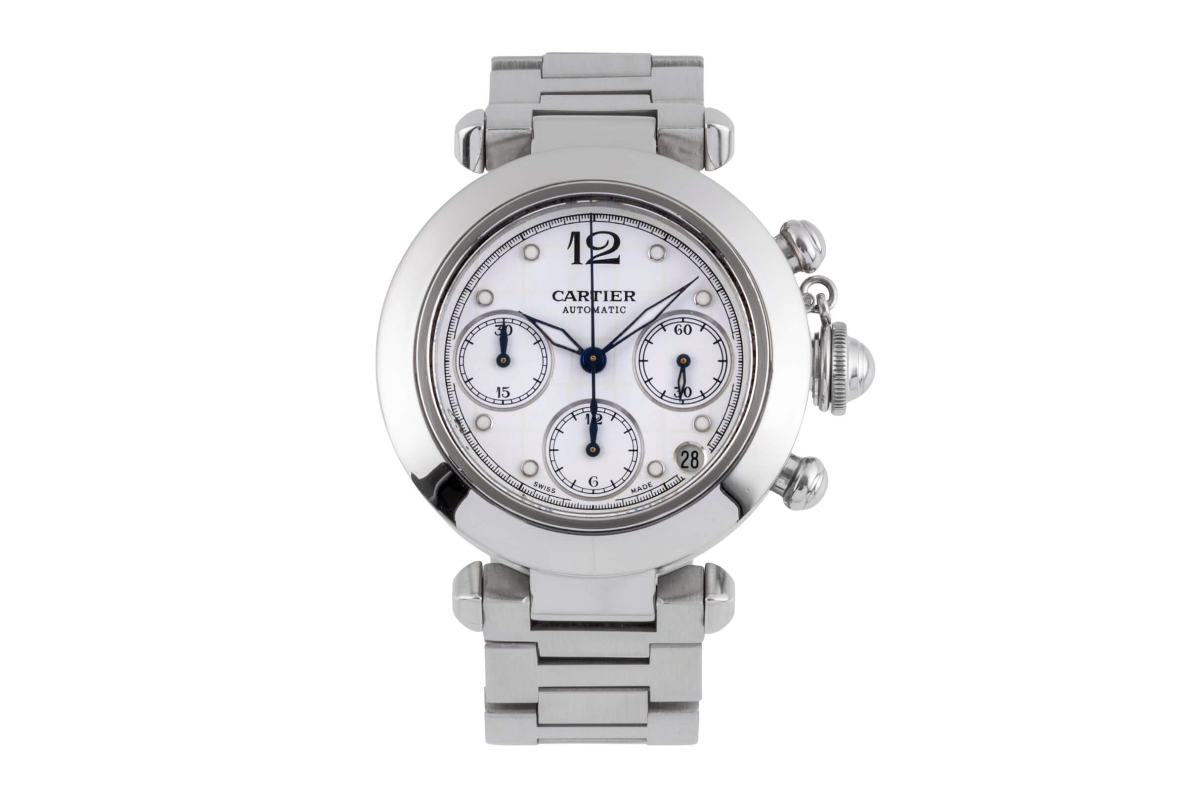 Cartier Pasha cronografo acciaio automatismo orologio da uomo W31039M7 LP: 7200EUR  [2500326]