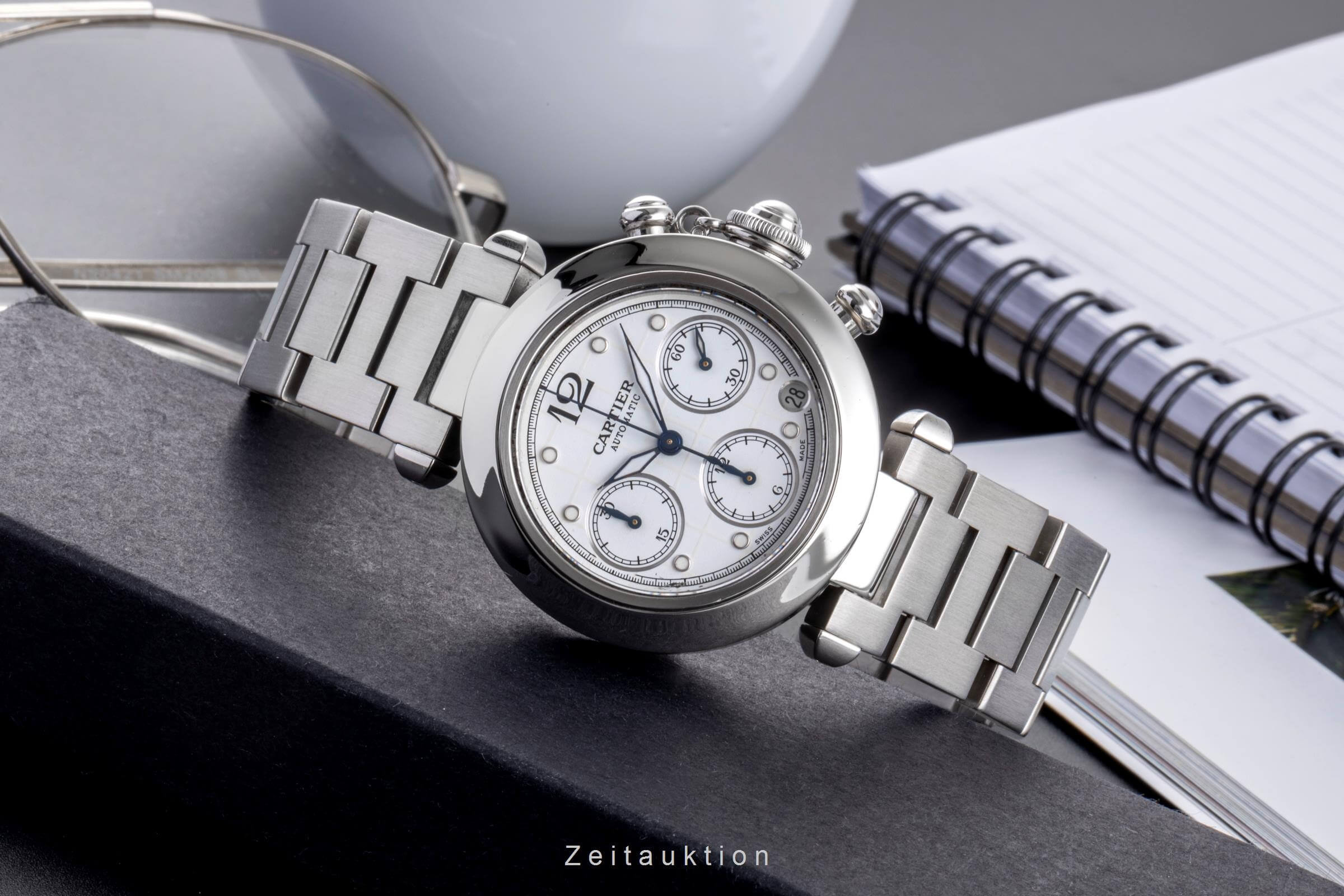 Cartier Pasha chronographe acier automatique montre pour hommes W31039M7 LP: 7200EUR  [2500326]