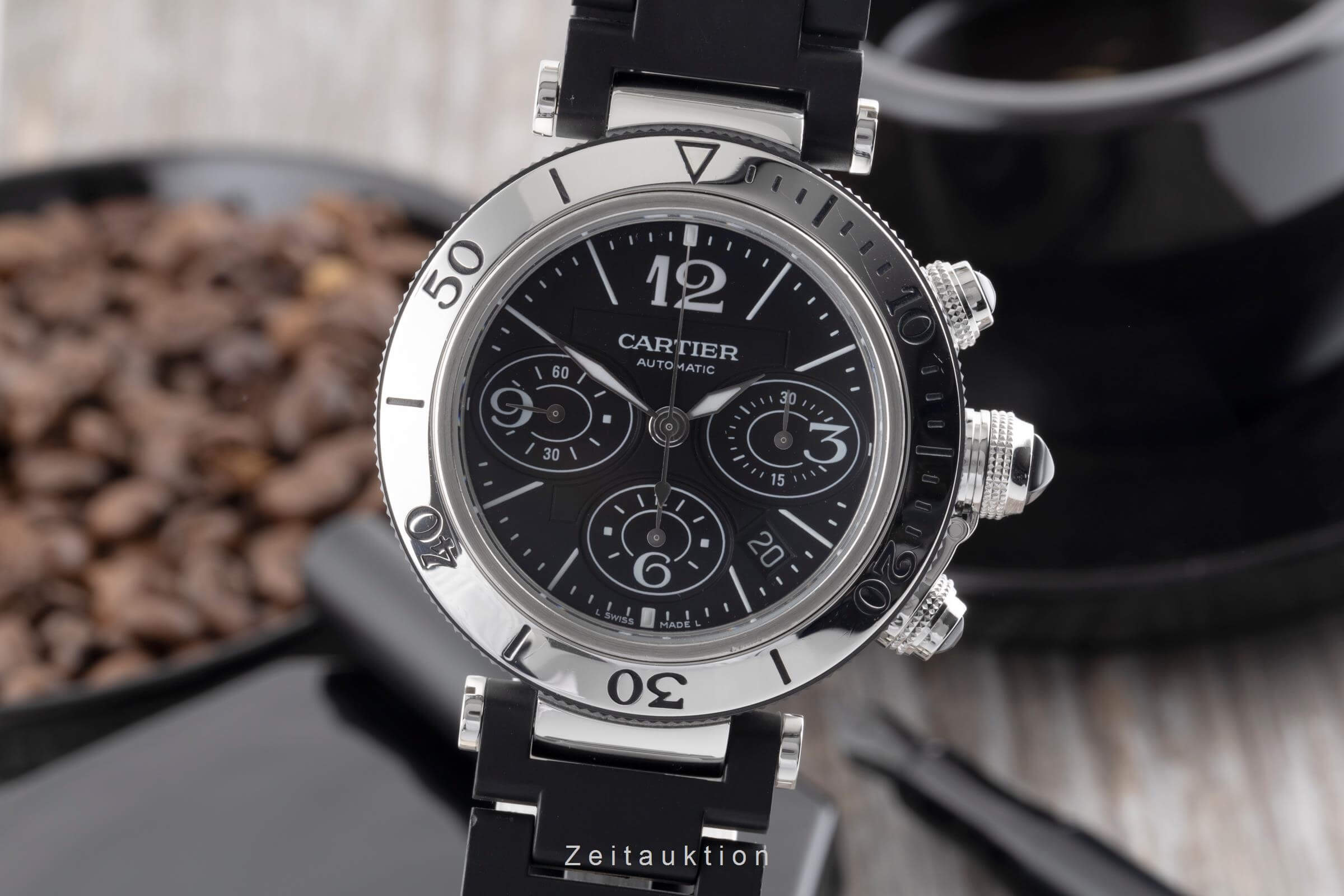 Cartier Pasha Seatimer cronografo ceramica / acciaio automatismo orologio da uomo W31088U2 LP: 11100EUR  [2501071]