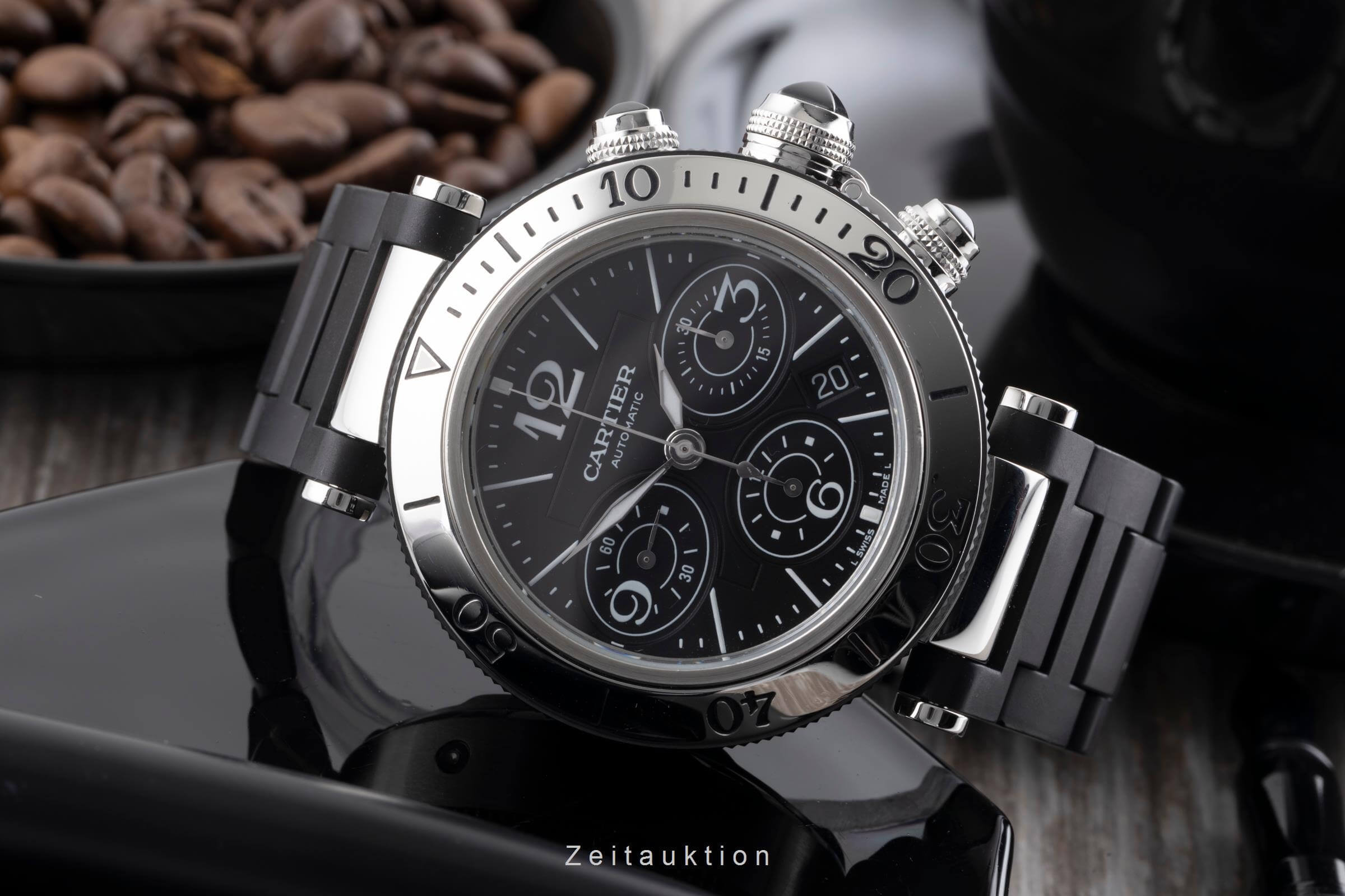 Cartier Pasha Seatimer cronografo ceramica / acciaio automatismo orologio da uomo W31088U2 LP: 11100EUR  [2501071]