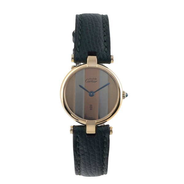 Cartier Vendome plata banada en oro cuarzo reloj para damas   [2501263]