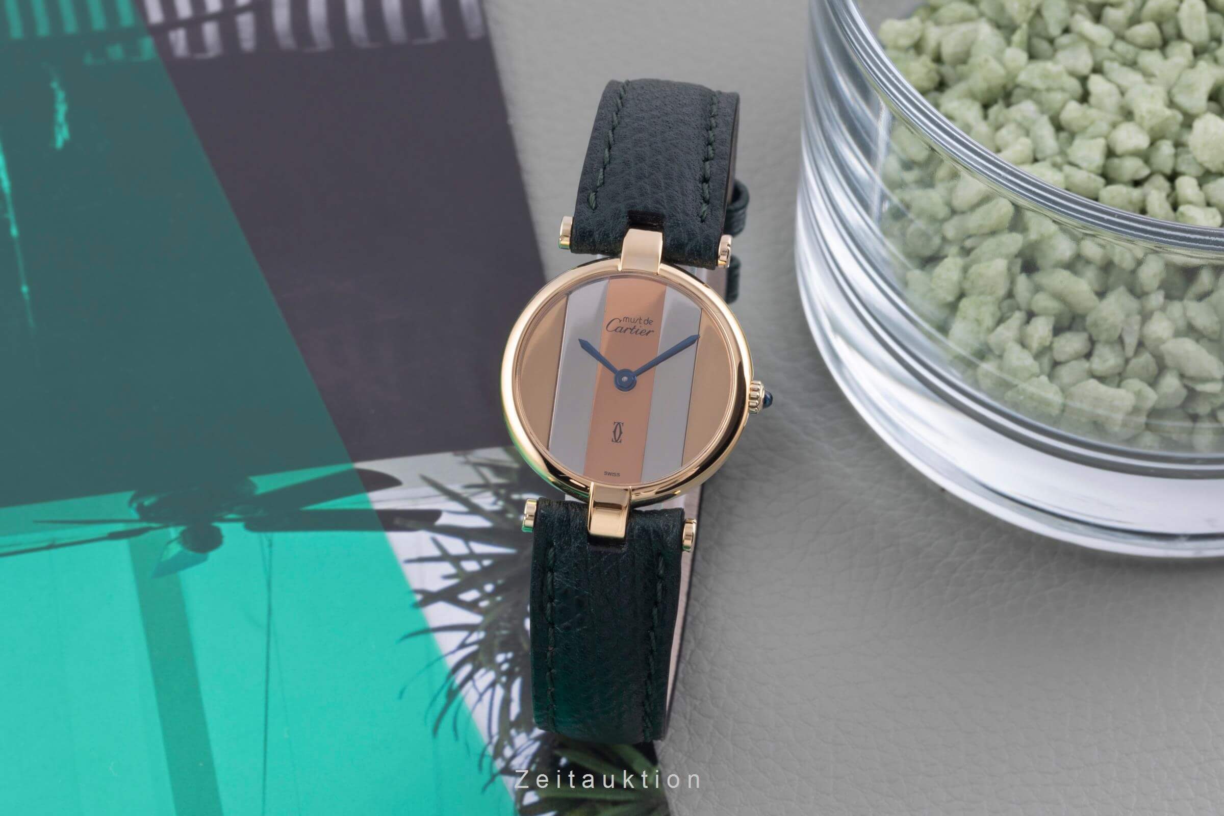 Cartier Vendome plata banada en oro cuarzo reloj para damas   [2501263]