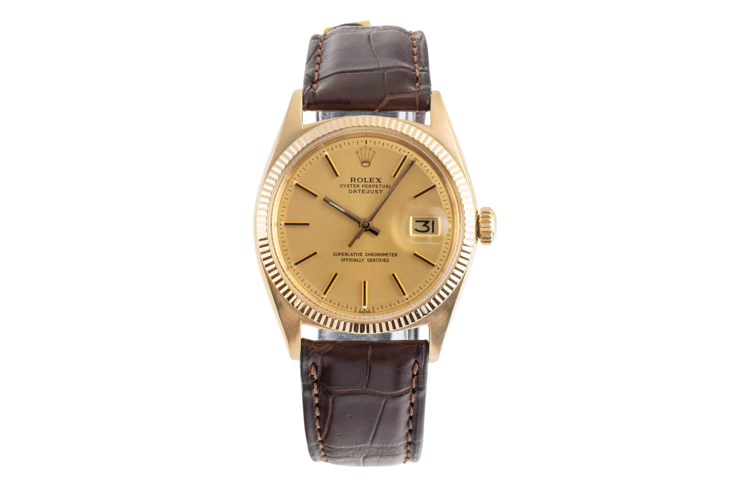 Rolex Datejust oro de 18 quilates automático reloj para caballeros 1601 Vintage  [2501823]